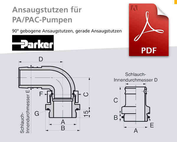 Parker Ansaugstutzen für PA-, PAC-Pumpen, Pdf-Datei zum Download