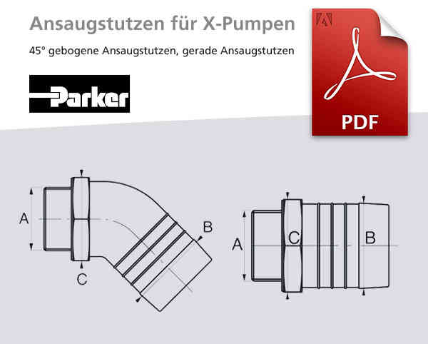 Ansaugstutzen für X-Pumpen von Parker, Pdf-Datei zum Download