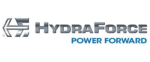 Hydra Froce Logo, grau blau, Experte für elektro-hydraulische Steuerungen